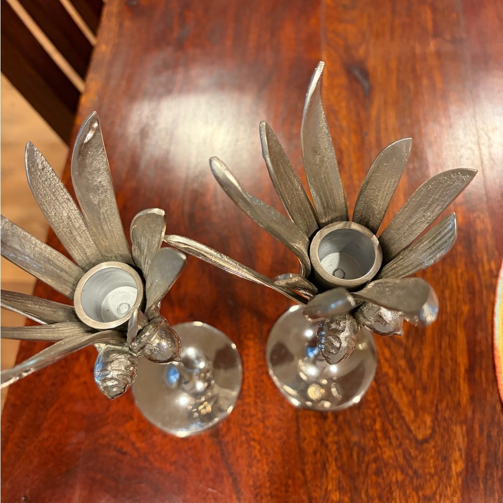 West Elm Silver Leaf Acorn Candle Holders - Picture 4 of 6